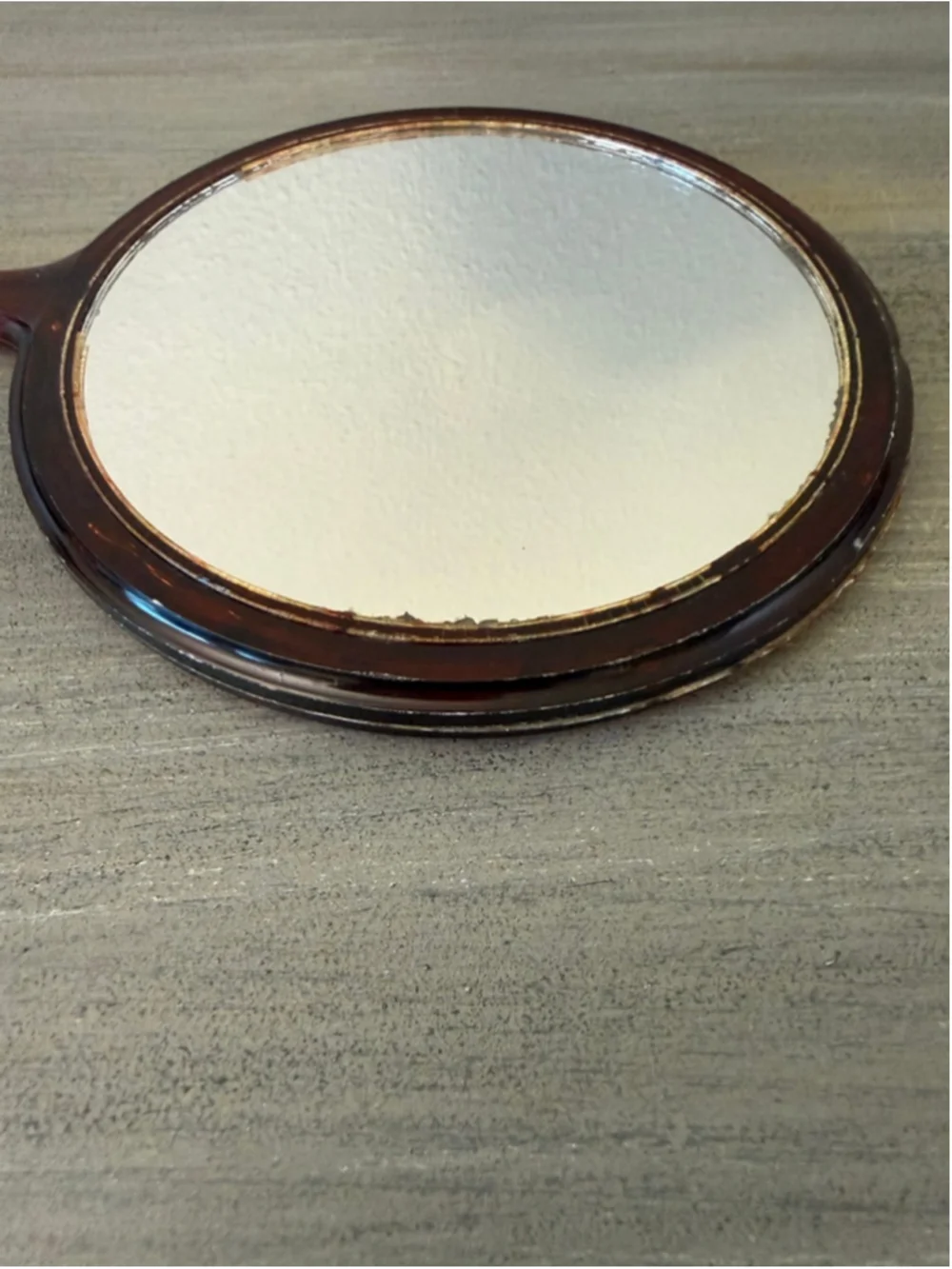 Vintage Brown Bakelite Hand Mirror 12